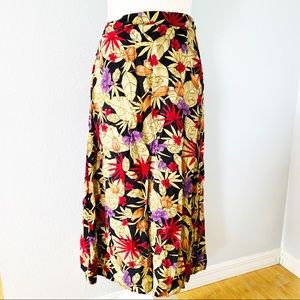 Vintage 80’s/90’s Fall Floral Midi Skirt Sz Small